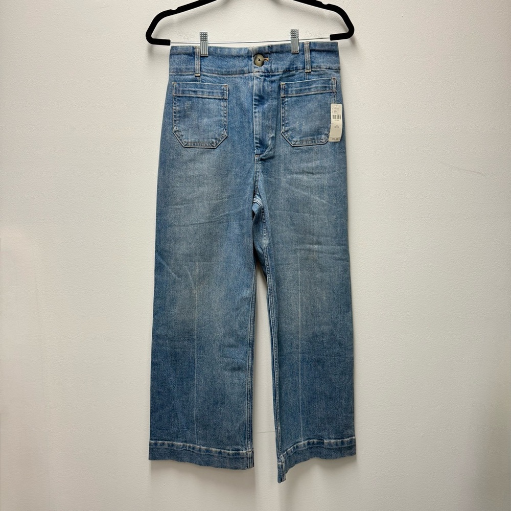 NWT Anthropologie Pilcro The Skipper Cropped Wide-Leg Jeans, Blue | 28 - Picture 4 of 10